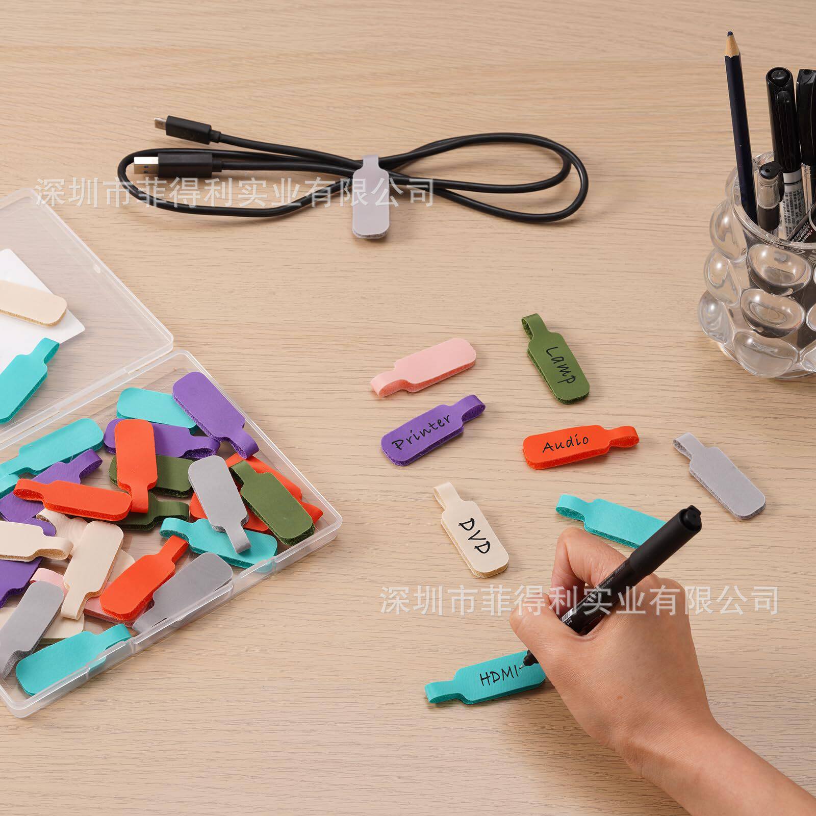 Upgraded Version of Any Writing Cable Label Large Size for Organizing Wire Identification Multi-Color Cable Label Velcro