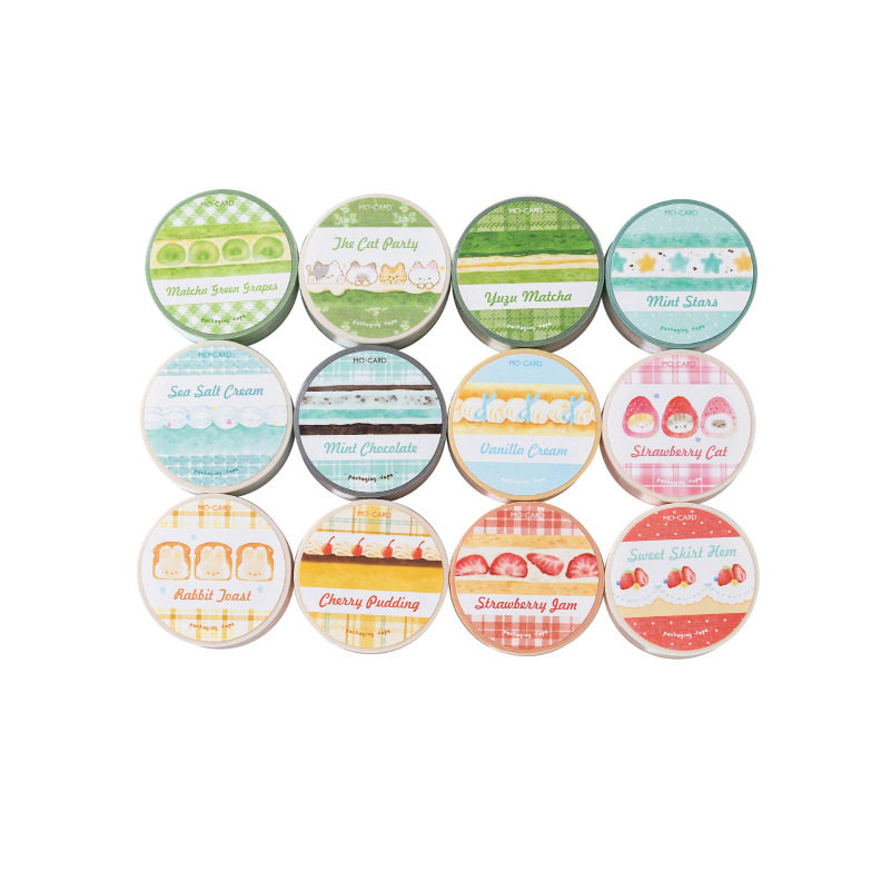 Momo Flash Sand Washi Tape Ding Ding Cake Shop Series Cute Dessert Handbook DIY Pull Strip Decorative Tape