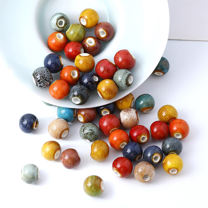 อุปกรณ์เสริม DIY เครื่องประดับขนาดใหญ่เซรามิคลูกปัด 10 มม.ลู...