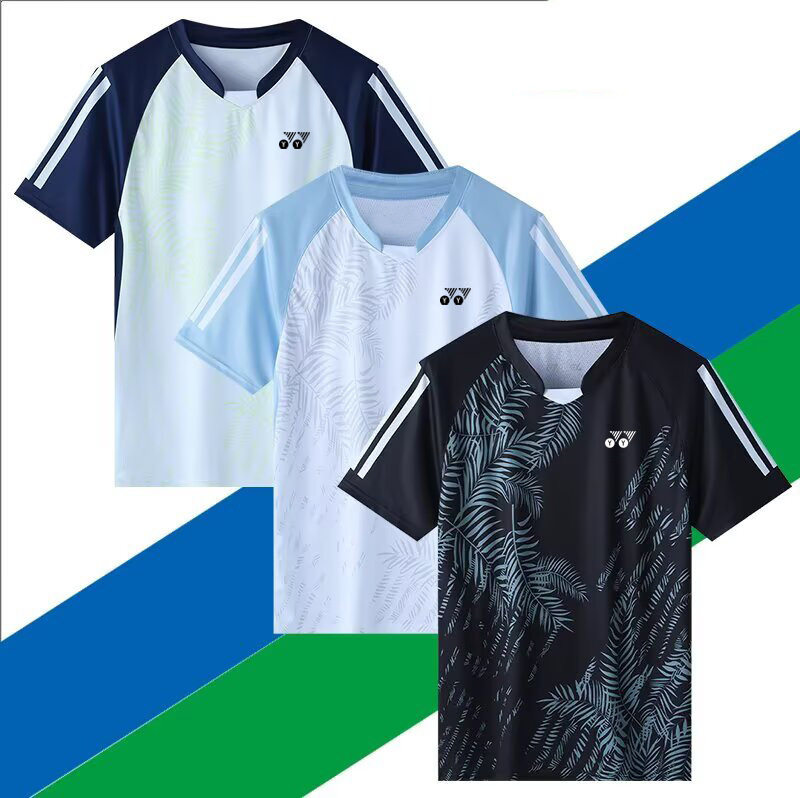 ชุดแบดมินตันรุ่นใหม่ปี 2025 สำหรับชายและหญิง เสื้อเจอร์ซีย์กีฬาแห้งเร็ว ชุดฝึกซ้อมแข่งขัน ชุดทีมแขนสั้นระบายอากาศดี