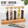 Vertical multi-functional sealed can bar counter decoration coffee bean display stand wooden stand bamboo storage glass storage box
