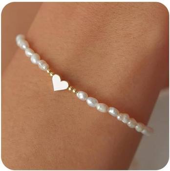 Women's Fashion Love Pearl Bracelet Fresh Style Inlaid Pearl Jewelry Bracelet Simple Elegant Style Jewelry