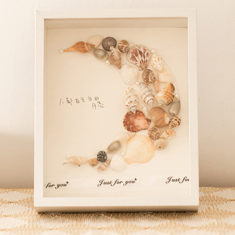 Hollow three-dimensional dried flower photo frame DIY shell conch decorative picture frame manufacturer light painting hollow 5 butterfly specimen frame