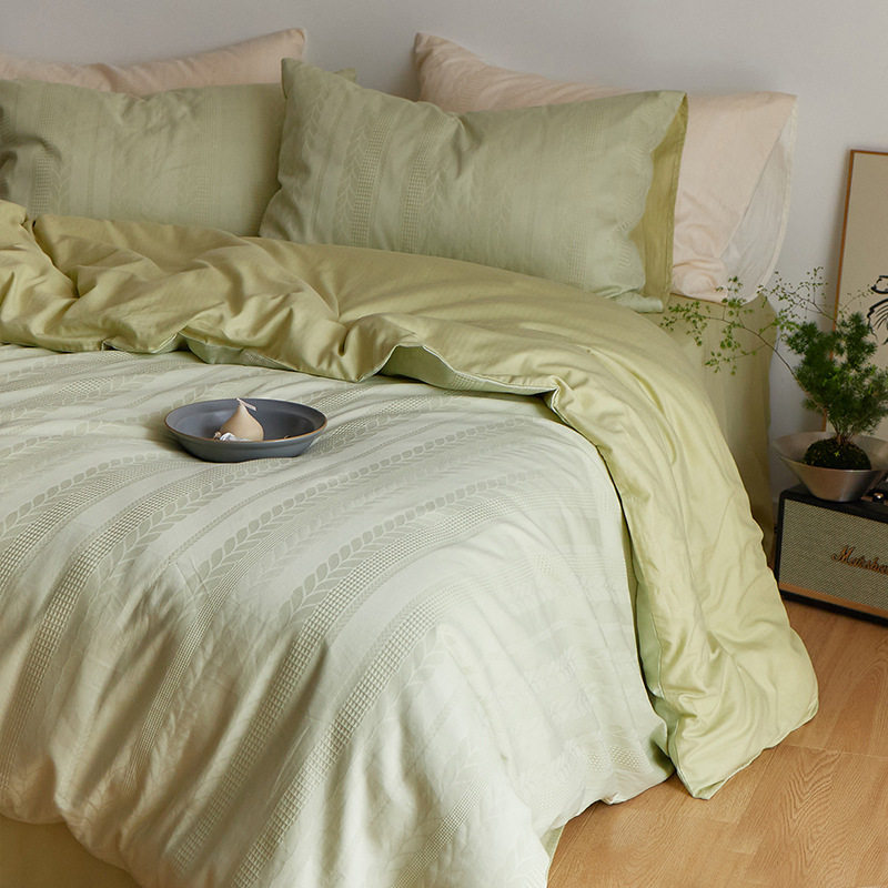 100S Cotton High Branch Jacquard Four-piece Set Class A Advanced Light Luxury Long-staple Cotton Cotton Bedding for Autumn and Winter Naked Sleeping