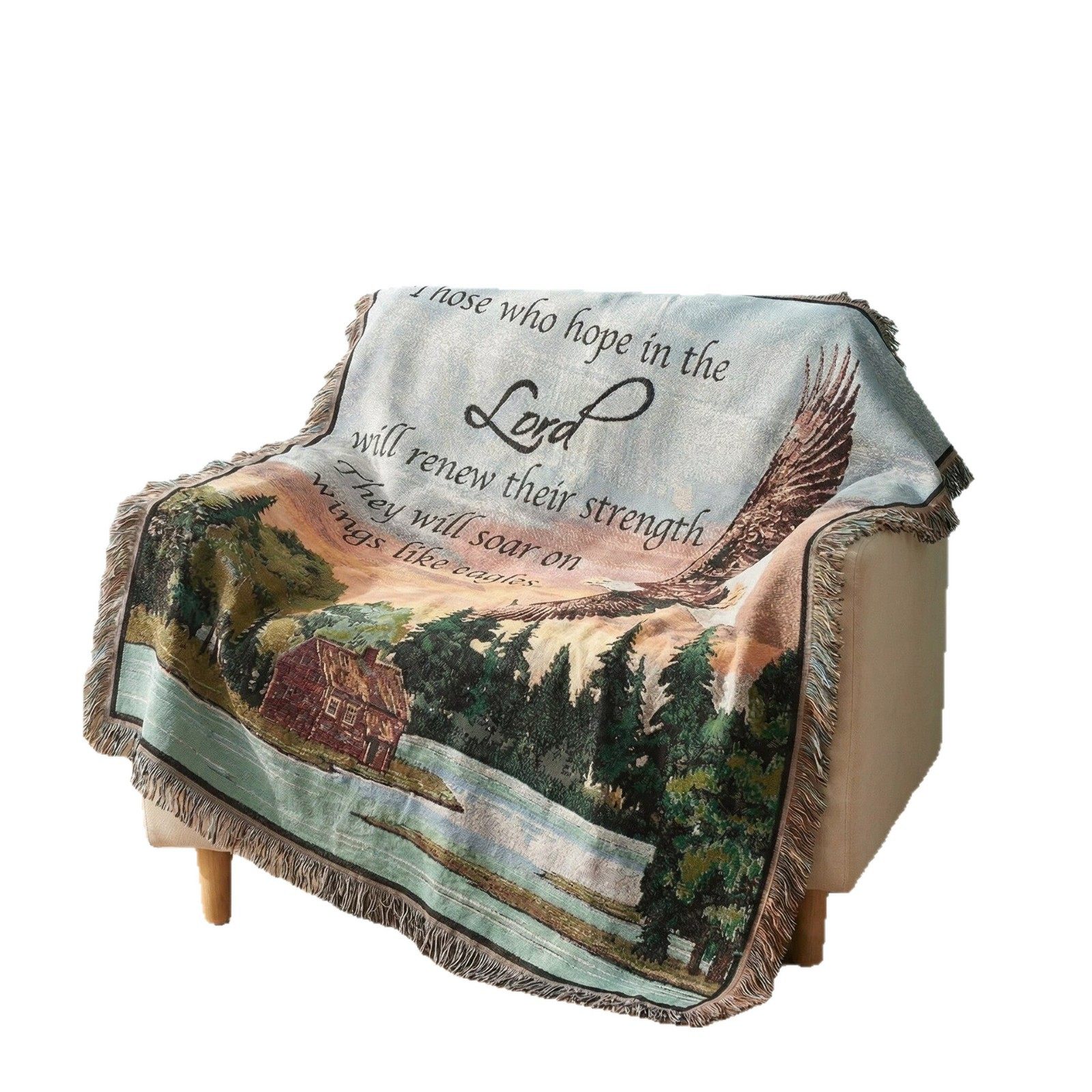 Cross-Border Amazon Temu Tapestry Throw Bible Eagle Line Blanket Decorative Cover Sofa Towel Tapestry