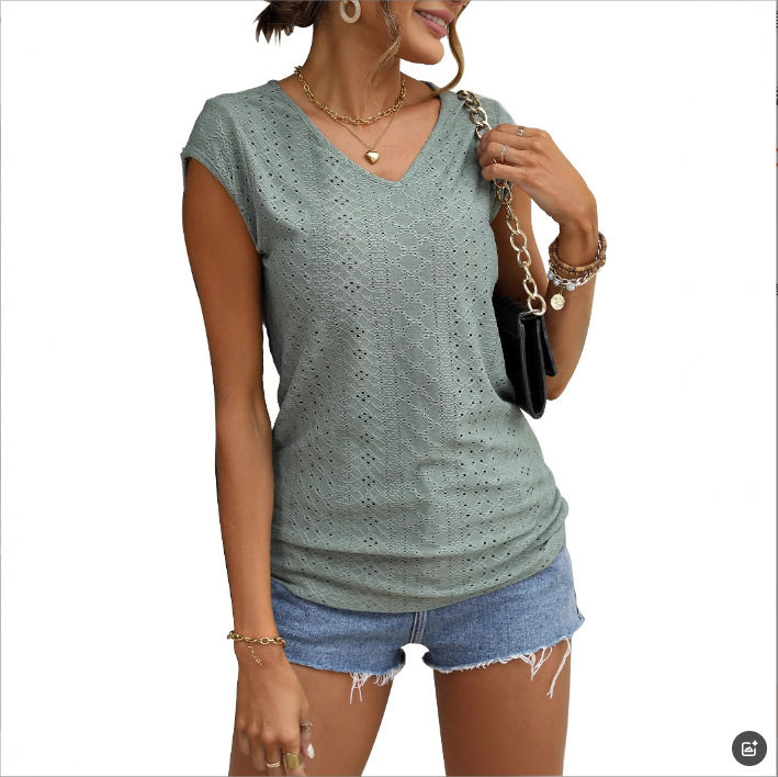 Womens Short Sleeve T Shirt Solid Color Fashionable Design Elegant Style Perfect for Casual Wear Ready to Ship