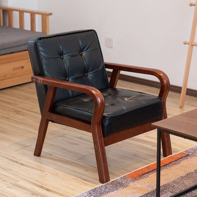 皮艺沙发小户型北欧复古曲木扶手单人双人三人简易客厅网红款