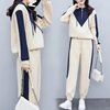 Casual Fashion Sports Suit Women's 2023 Spring New Loose Waist Slimming Patchwork Sweatshirt Two-Piece Set Western Style