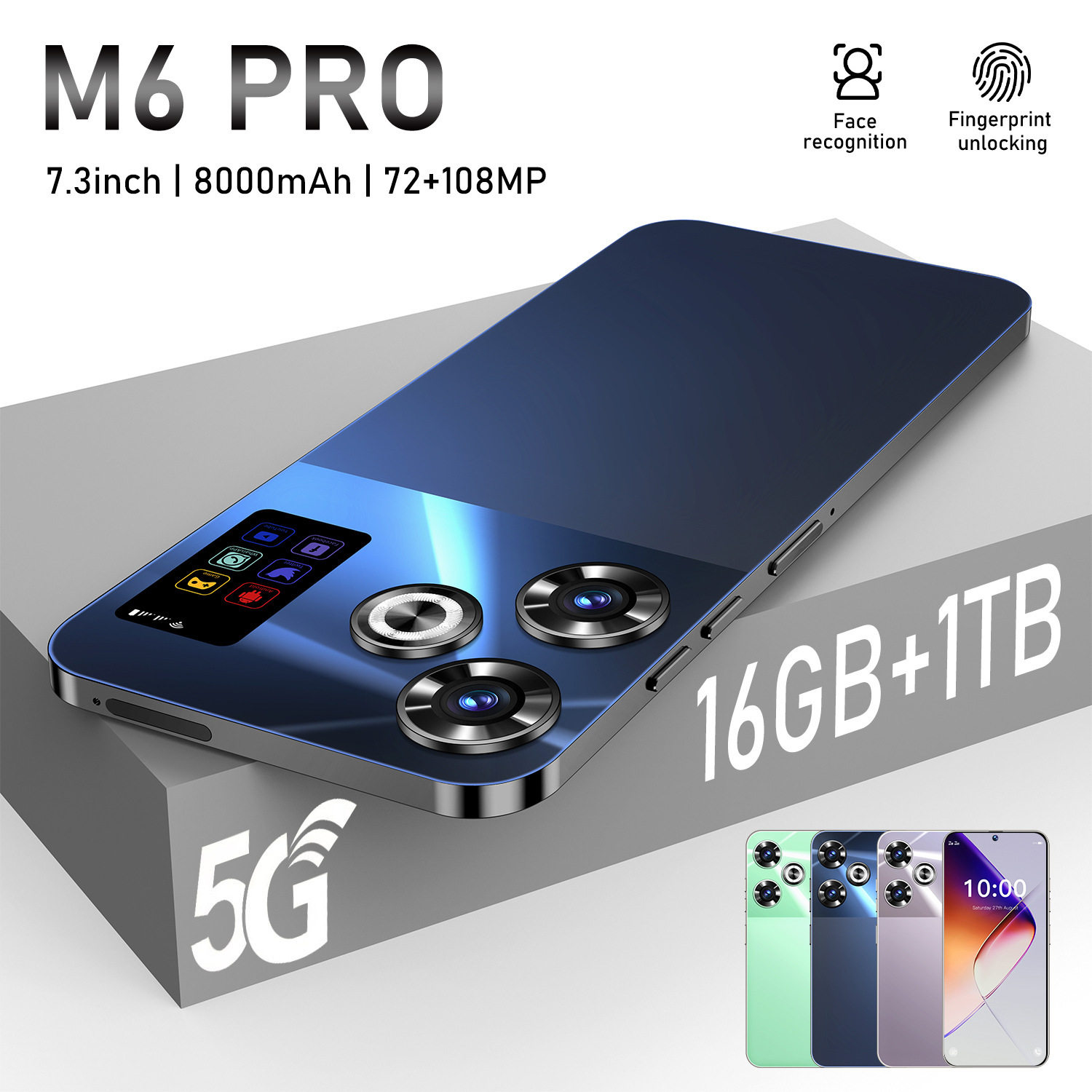 ใหม่ร้อนรุ่น M6 PRO Cross-border 7.3 นิ้ว 16 + 1T Android Al...