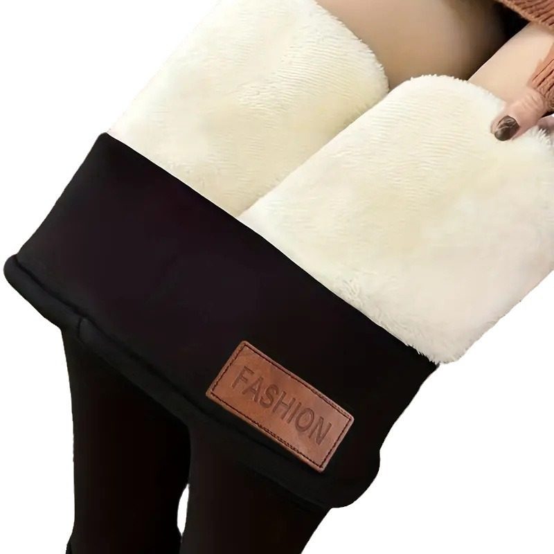 跨境专供加绒加厚光板羊羔绒打底裤女秋冬高腰紧身裤保暖裤瑜伽裤