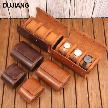 Real cowhide high-end handmade watch box portable travel jewelry box cross-border new dustproof and anti-vibration watch storage bag