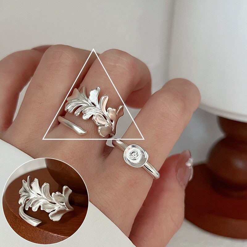 简约几何线条螺旋戒指女时尚设计感冷淡风开口指环旋涡环形食指戒