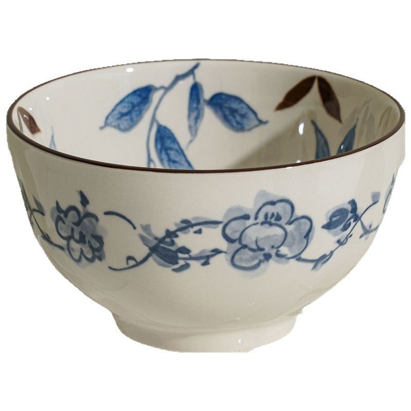 Japanese Retro Ceramic Plate Household Deep Plate Fruit Plate Breakfast Plate Blue Persimmon Persimmon Ruyi Plate Rice Bowl Tableware