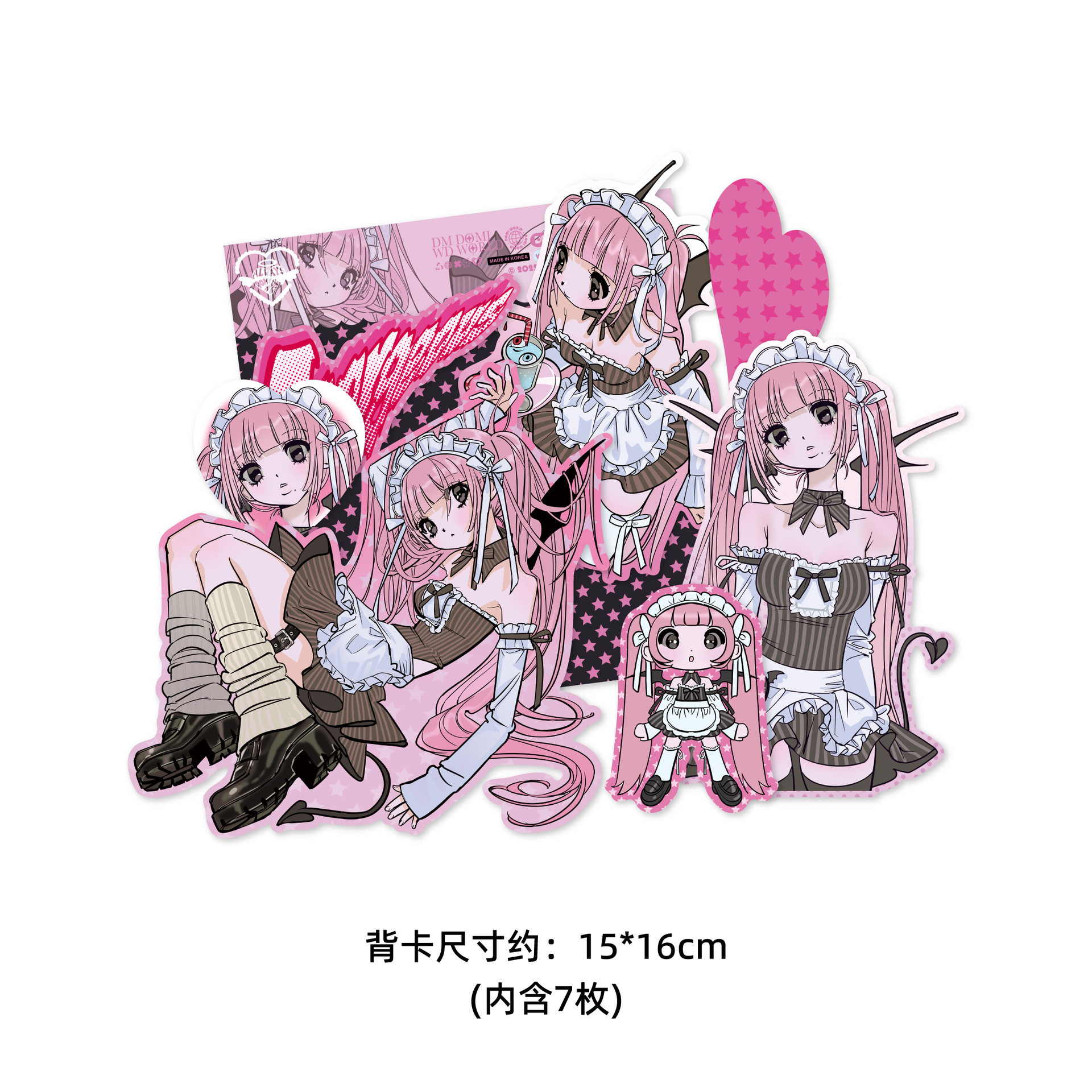 上岸domi贴纸包新款恶魔女仆人物甜亚风diy装饰素材甜酷韩国平替,淘宝优惠券,粉丝福利购,淘宝优惠卷