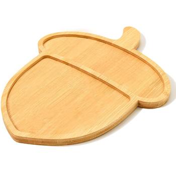 Household Solid Wood Breakfast Tray Creative Simple Bamboo Hazelnut Shape Tray Living Room Wooden Snack Tray
