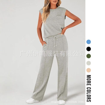 2025 Summer New European and American Casual Sports Style Fashionable Short-Sleeved Casual Suits Fashionable Short-Sleeved Women's Clothing