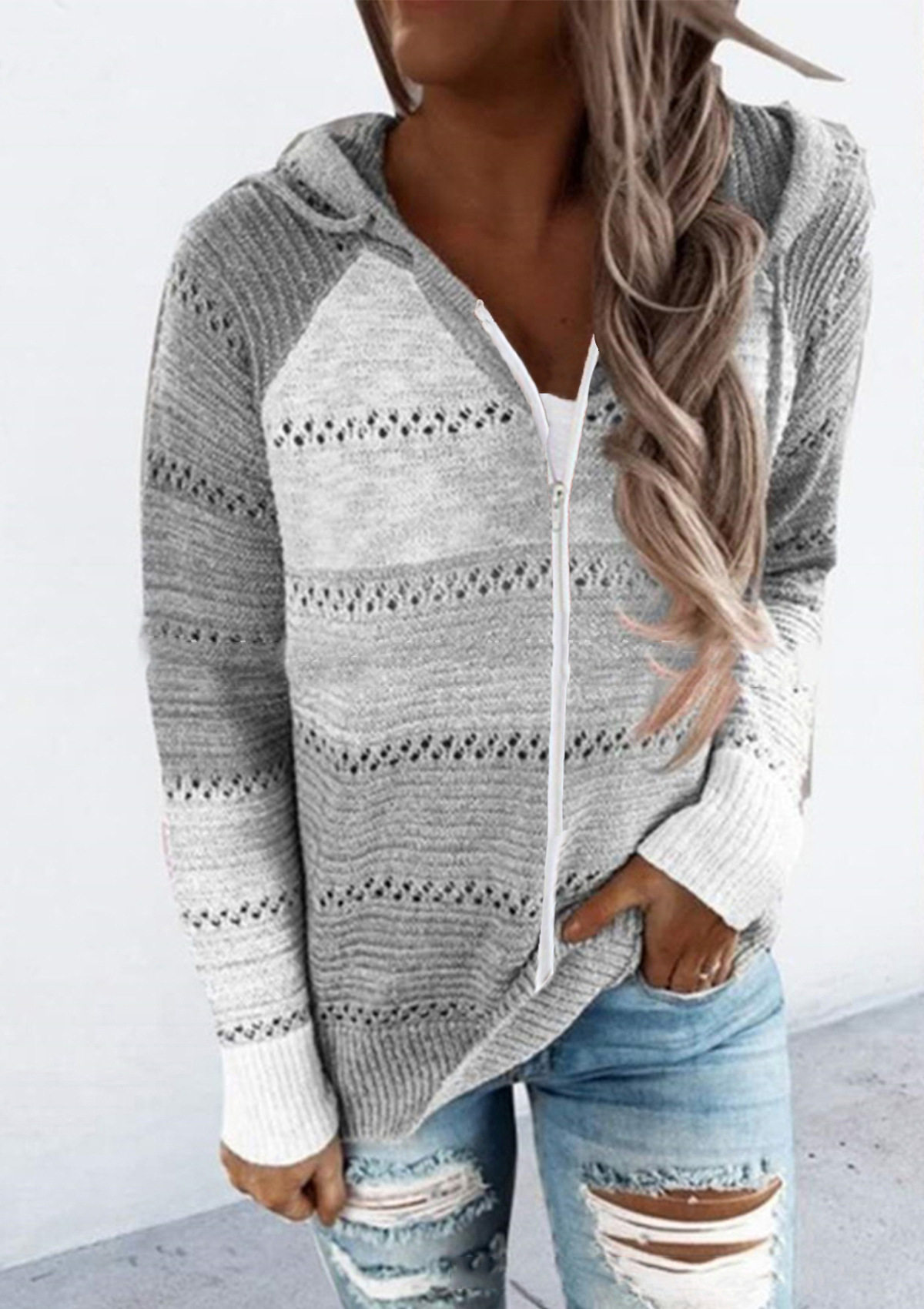 Striped Hooded Sweater Autumn Winter Style Comfortable Fabric Trendy Design Wholesale Available