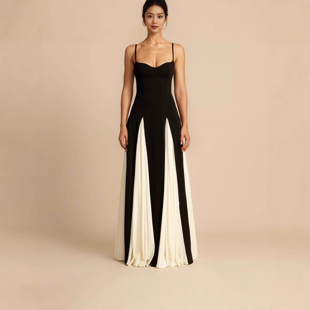 Elegant Womens Color Block Slip Dress Fashionable Slim Fit Sexy Style Perfect for Autumn Occasions Wholesale