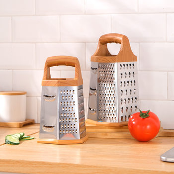 Stainless Steel Six-sided Vegetable Planer Multifunctional Vegetable Cutter Imitation Wooden Handle Household Cucumber Slicer Radish Potato Slicer
