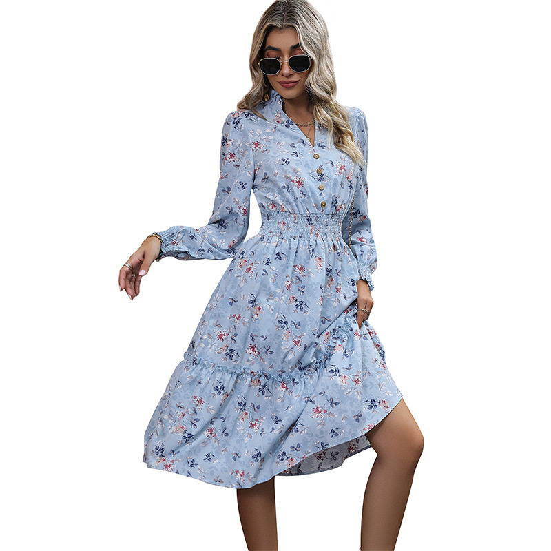 French Country Style Long Sleeve Dress Elegant Design Spring and Autumn Fashion Wholesale Availability