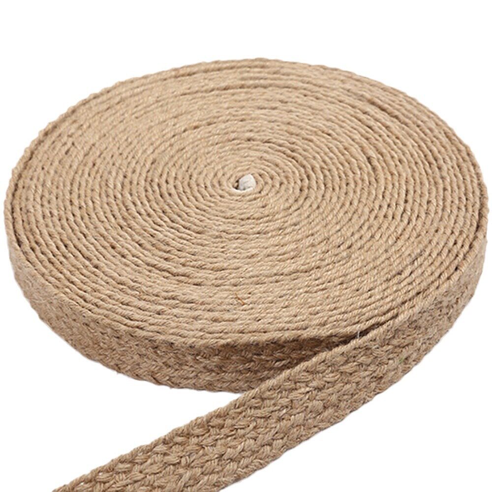 Manufacturer in stock pin pin 1cm-4cm wide flat woven jute rope woven thickened hemp rope natural vintage hemp ribbon