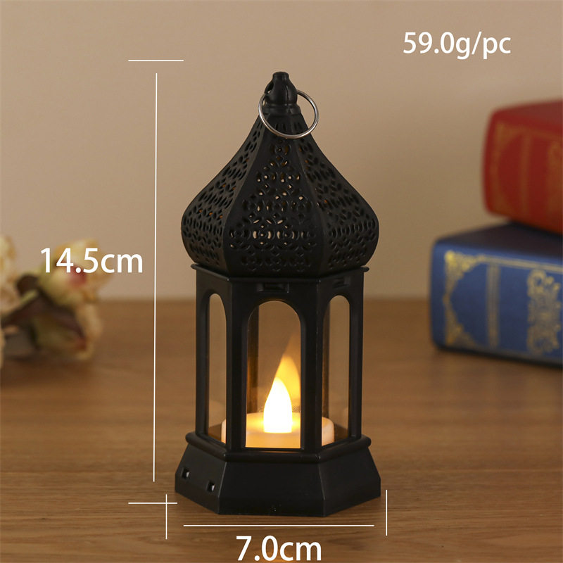 Led Hexagonal Electronic Wind Lamp Christmas Decoration Halloween Gift Middle Eastern Festival Candle Holder Plastic Luminous