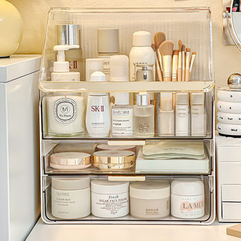 Cosmetic storage box dresser skin care shelf acrylic organizing box desktop advanced dustproof cosmetic case