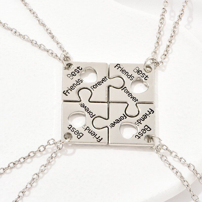 欧美饰品 BEST FRIENDS心型方块吊坠 闺蜜吊坠心形项链