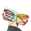 New hot selling colorful large frame glasses frame pearl embellished ins cat eye glasses rainbow ladies glasses