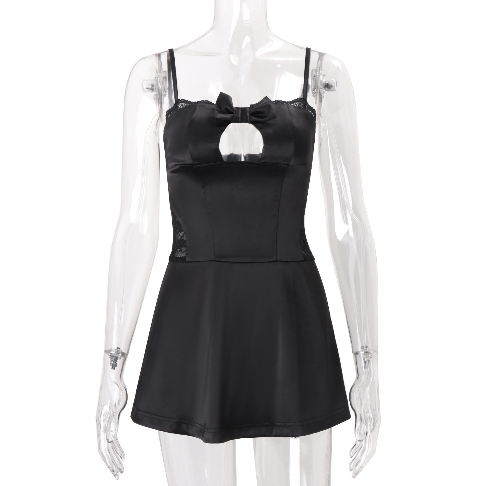 French Style Womens Summer Dress Elegant Solid Color Bow Decoration Slim Fit Sleeveless Perfect for Parties and