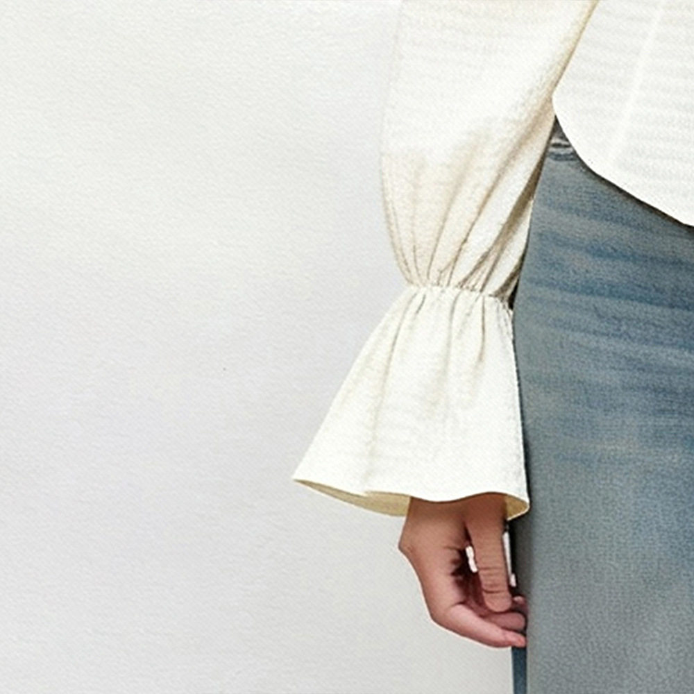 French Style Square Neck Puff Sleeve Chiffon Blouse Slim Fit High Split Vintage Design Perfect for Spring and Summer