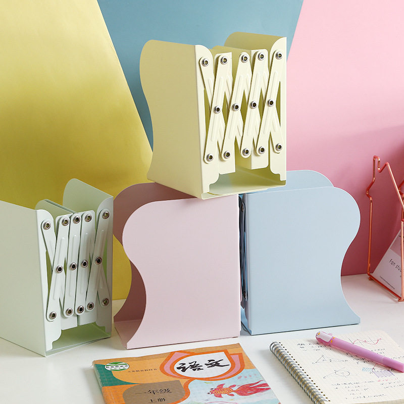 Iron bookshelf desk student storage book holder book holder retractable book stand folding book holder creative high school student simple