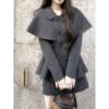 Detective Girl's Korean Style Sweet and Stylish Waist Slimming Cape Short Jacket + Skirt Two-Piece Set for Women in Autumn