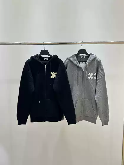 2026 Nanyou Cross-Border New Style Plush Logo Embroidered Long-Sleeve Hooded Wool Knit Zipper Cardigan Jacket