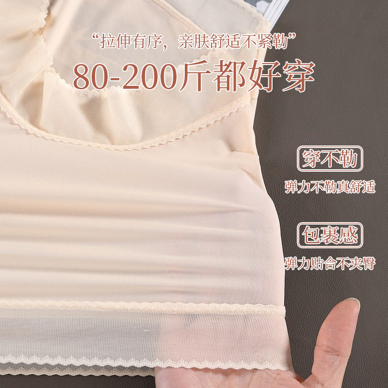 夏季内裤女冰丝大码200斤高腰收腹隐形无痕蕾丝抗菌裸感特大码