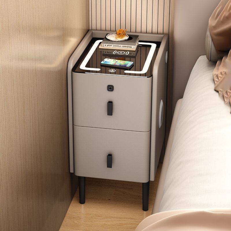 Smart Ultra-Narrow Bedside Table Solid Wood Bedroom Multi-Functional Small Simple Modern Multi-Functional Bedside Table Wireless Charging