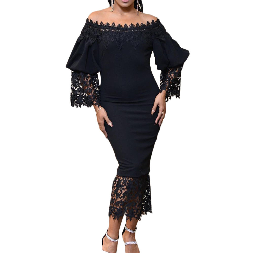 Lace Trimmed Off Shoulder Bodycon Dress Elegant Design Perfect Fit Spring Summer Style Ideal for Parties and Events