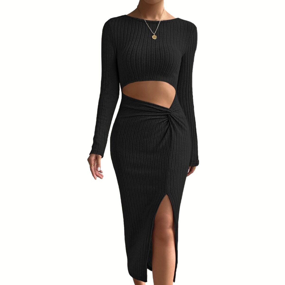 Womens Ruched Bodycon Dress Sexy Style Mid Length Split Hem Perfect for Spring and Summer Wholesale Available