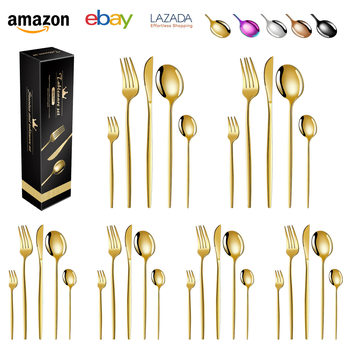 Cross-border Amazon Explosions Portuguese Stainless Steel Tableware 30-piece Set Western Tableware Steak Knife, Fork and Spoon Gift Box suit