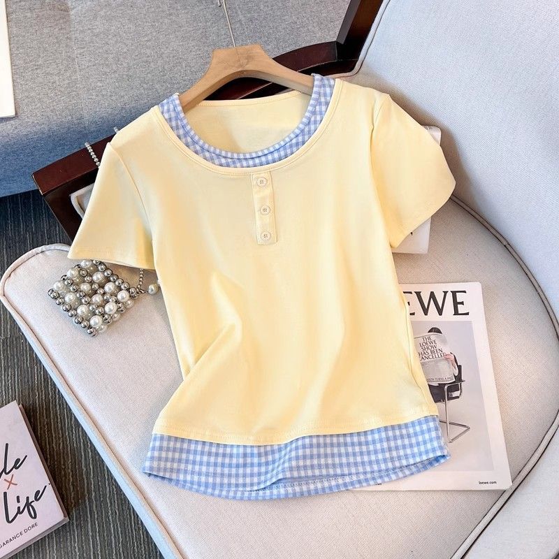 Womens Long Sleeve T Shirt Vintage Style Plaid Design Casual Spring Autumn Layering Top