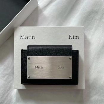 Matinkim Card Holder Pure Color Metal Logo Letter Clutch Bag Korean Niche Matin Kim Bank Card Holder