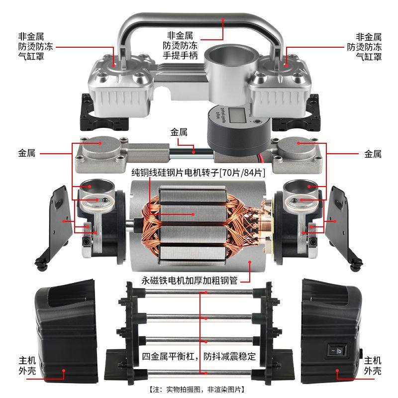 Lingjiang Vehicle-Mounted Air Pump High-Pressure Double-Cylinder High-Power Truck Agricultural Vehicle Suv Electric Air Pump