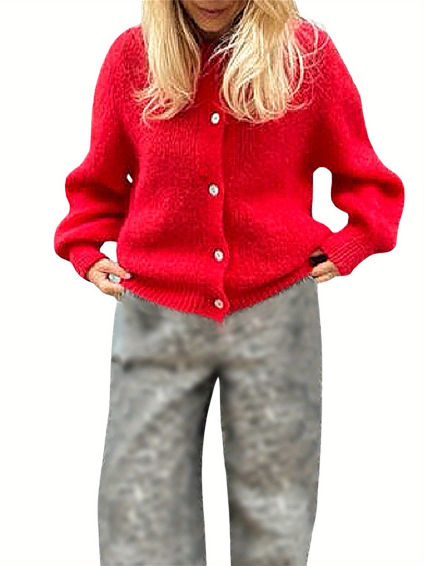 糖果色针织开衫女欧美2025秋冬跨境纯色开衫马卡龙色毛衣开衫女