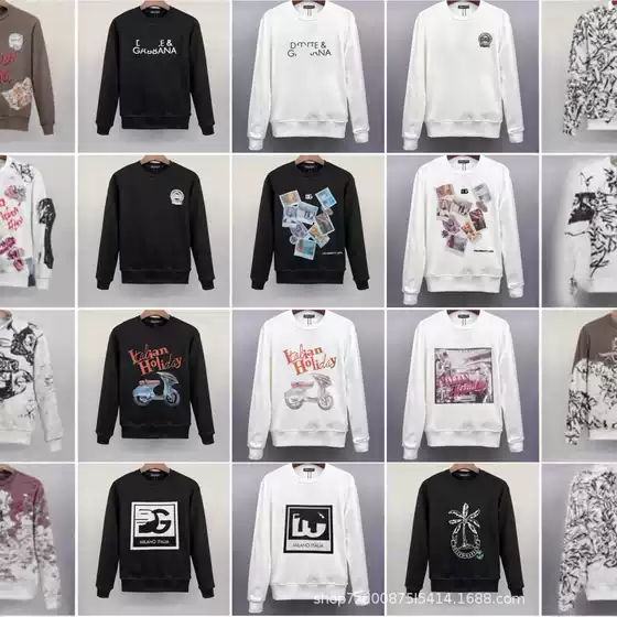 Dng Series Men's Sweatshirt with Dujia Letter Print, Cross-Border European and American Trendy Autumn Slim Long-Sleeve Crew Neck Pullover