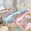 Category a Maternal and Infant Grade Ins Cartoon Quilt Cover Four-Piece Set Pure Cotton Thickeneded Washed Cotton Bed Sheetss Pure Cotton Dormitory Three-Piece Set