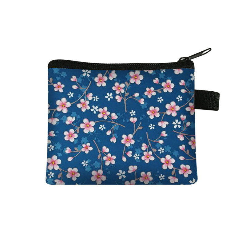 New Floral Coin Purse Women's Portable Card Bag Coin Key Storage Bag Coin Coin Coin Coin Bag Card Bag Small Square Bag