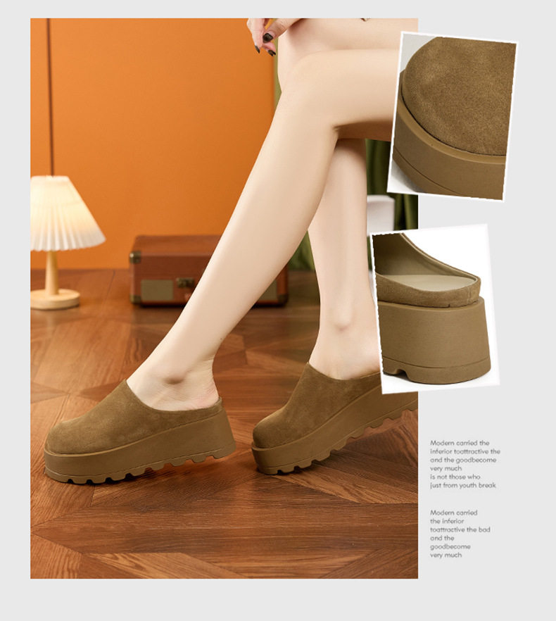 Dép sandal nữ quai chữ V đế dày phong cách Birkenstock — Lạc đà, Ka ki chi tiết 3