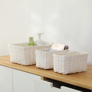 Straw desktop sundries storage box pure hand-woven porch storage basket room clothing cosmetics storage basket