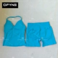 Glacier blue-v neck vest + shorts