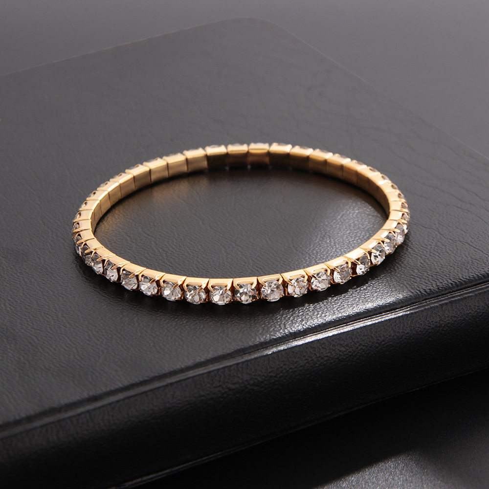 韩版经典个性时尚潮女弹性皮筋松紧满钻手链手镯饰品批发B053